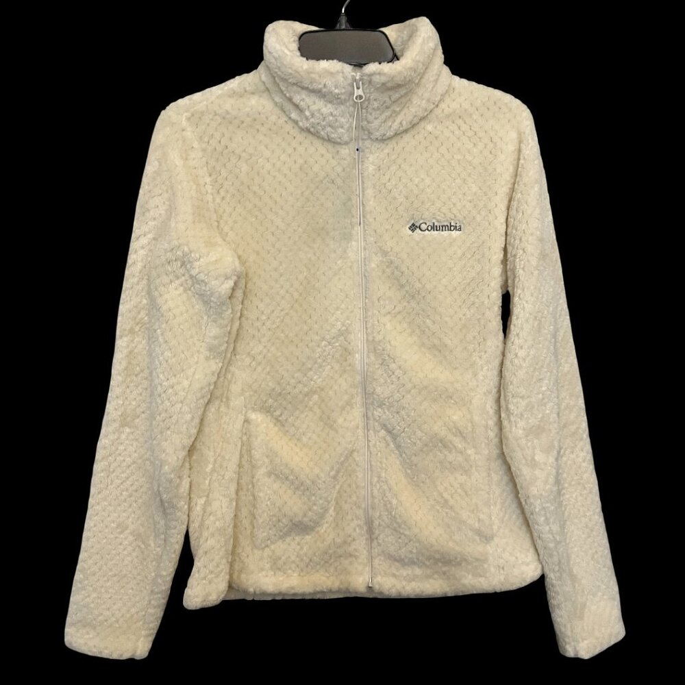 Columbia Womens NWT Beech Forest Full Zip Fleece Jacket Coat Medium Cream Ivory - Picture 1 of 8